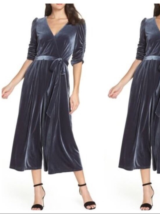 Chelsea28 Pants - Chelsea28 Velvet Culotte Jumpsuit 0386